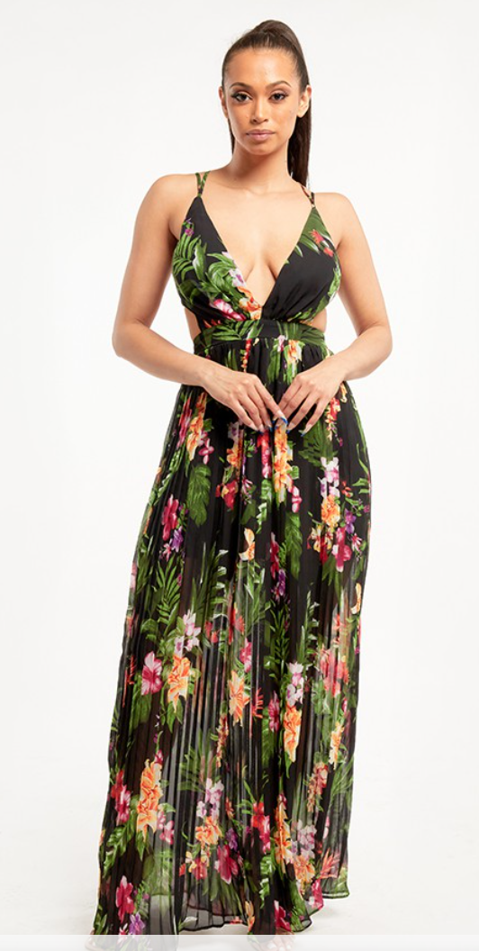 Deep V Floral Maxi Dress Miss Avenue ...